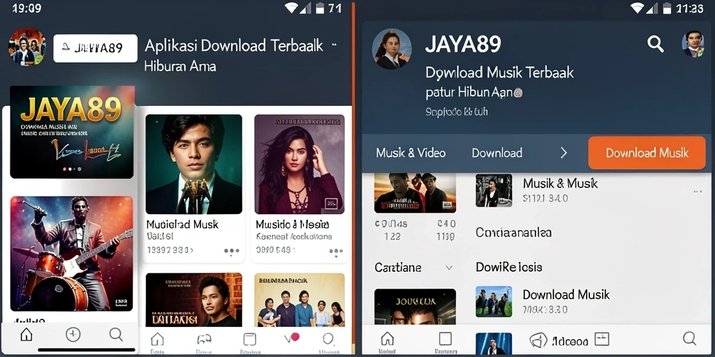 Tampilan antarmuka JAYA89 yang ramah pengguna untuk Download Musik.