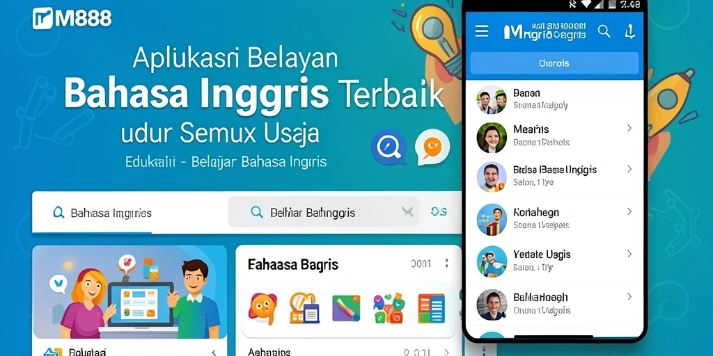 Antarmuka aplikasi MR888 untuk belajar bahasa Inggris yang interaktif.